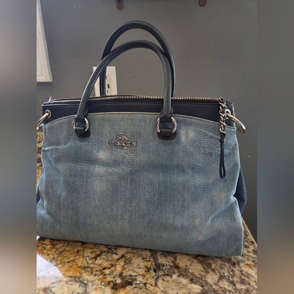 Coach Denim and Black Trim Satchel